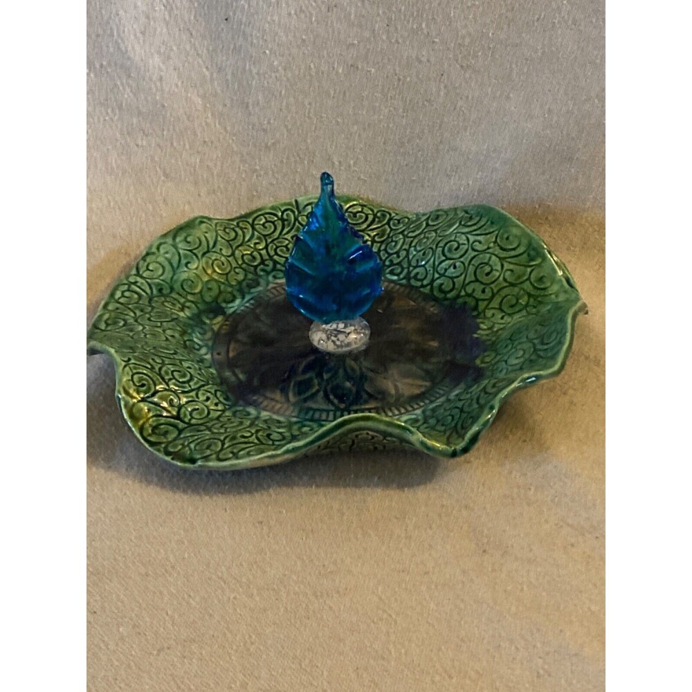 Hand Thrown Pottery and Glass Trinket Dish